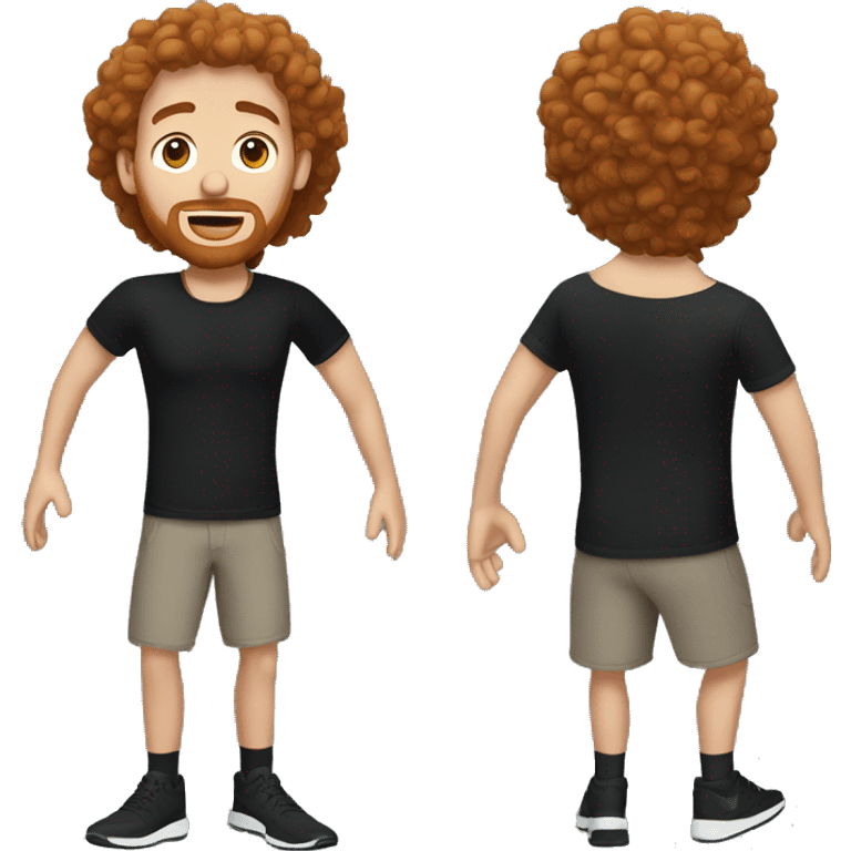 Red-haired man with curly hair and a beard, wearing a black Nike t-shirt  emoji