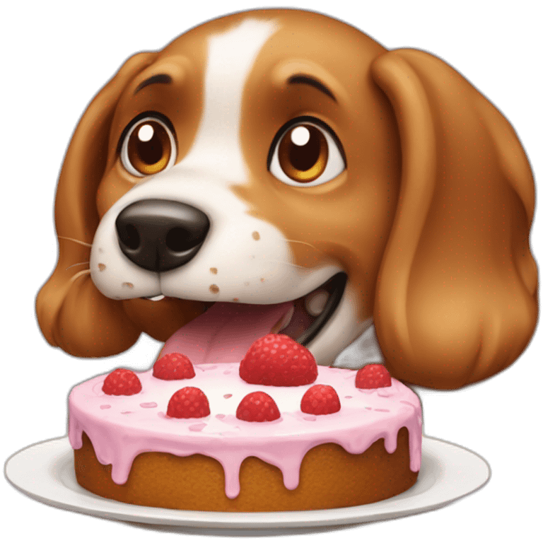 Dog eating cake emoji