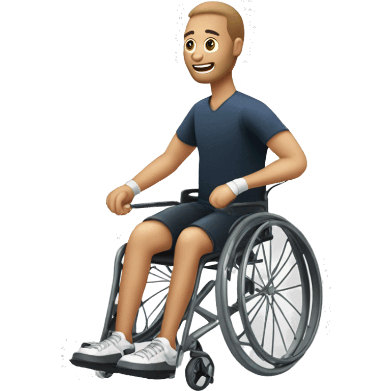 person in wheelchair playing parabadminton emoji