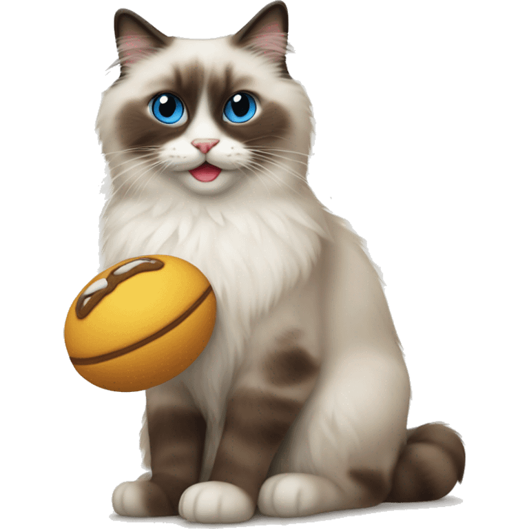 Ragdoll cat with a toy in his mouth emoji