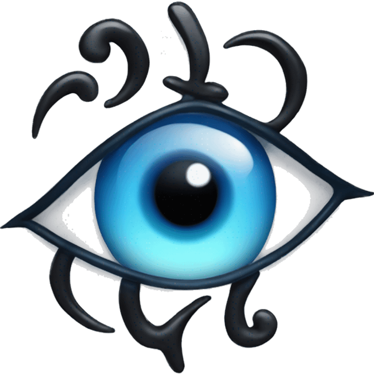 misterious eye in black blue color with symbols emoji