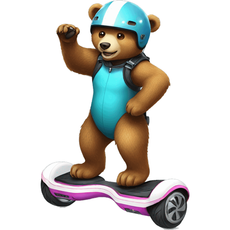 a bear on hoverboard wearing a helmet emoji