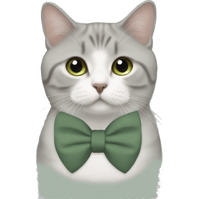 Aesthetic fat British short hair with sage green bow tie emoji