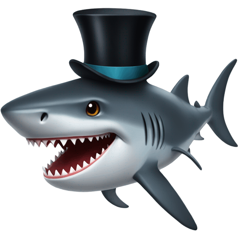 Shark with a top hat emoji