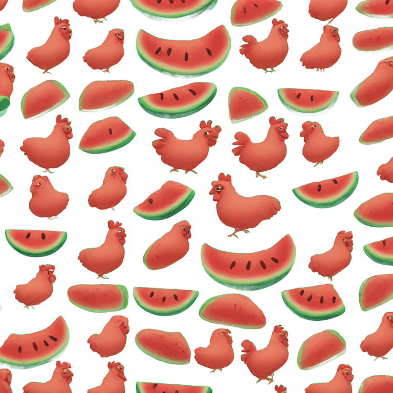 chicken eating watermelon  emoji