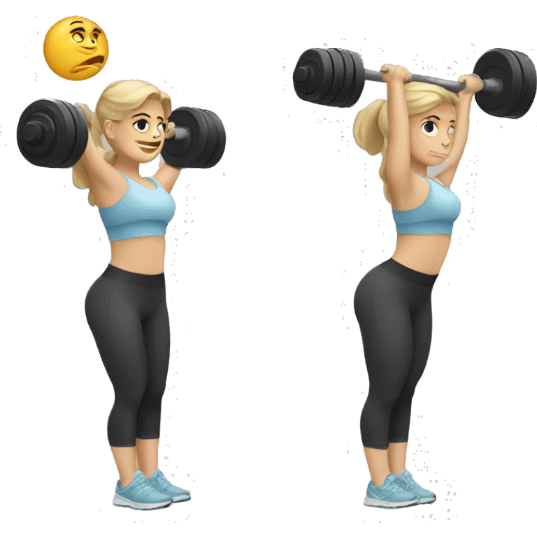 White girl lifting weights emoji