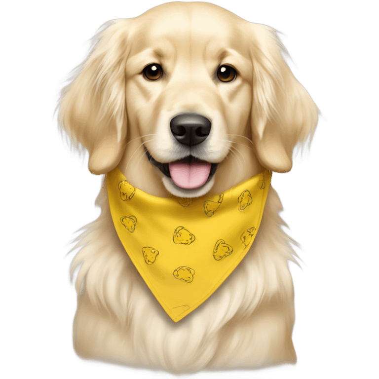 English cream long haired golden retriever with yellow bandana on emoji