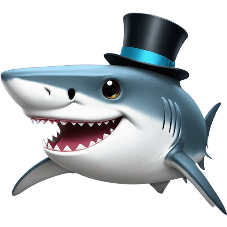 Shark with a top hat emoji