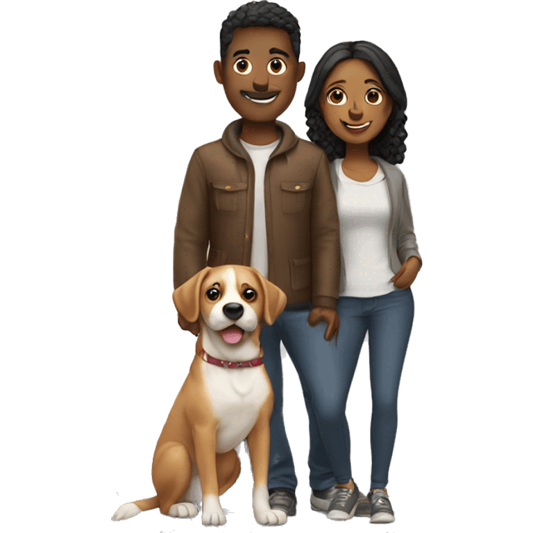 Couple with a dog emoji