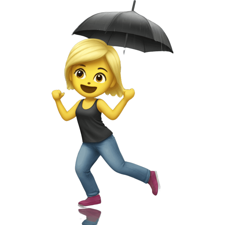 Blonde girl dancing in the rain emoji