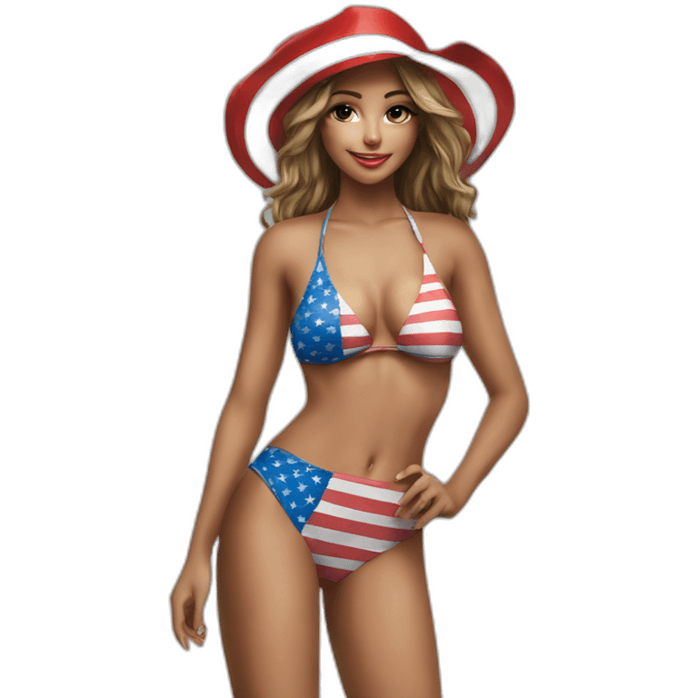 Sexy girl wearing only American flag bikini poster emoji