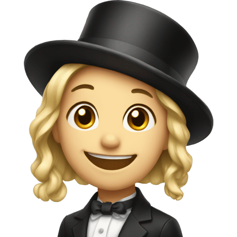 smiling girl in top hat emoji