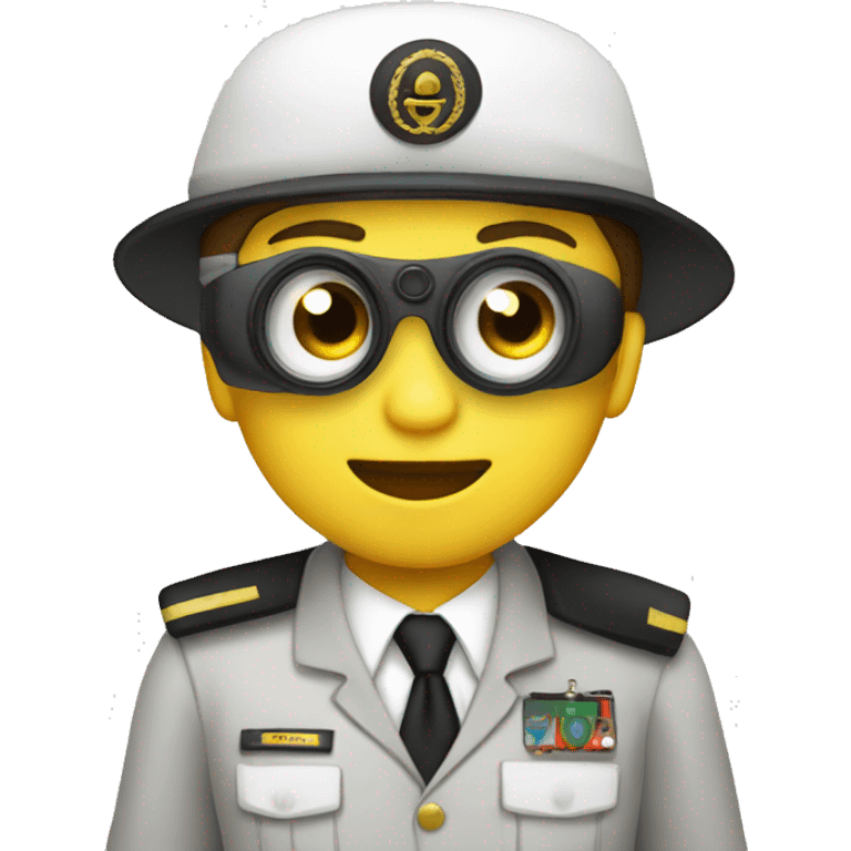 create a deck cadet wearing white uniform emoji using a binocular emoji