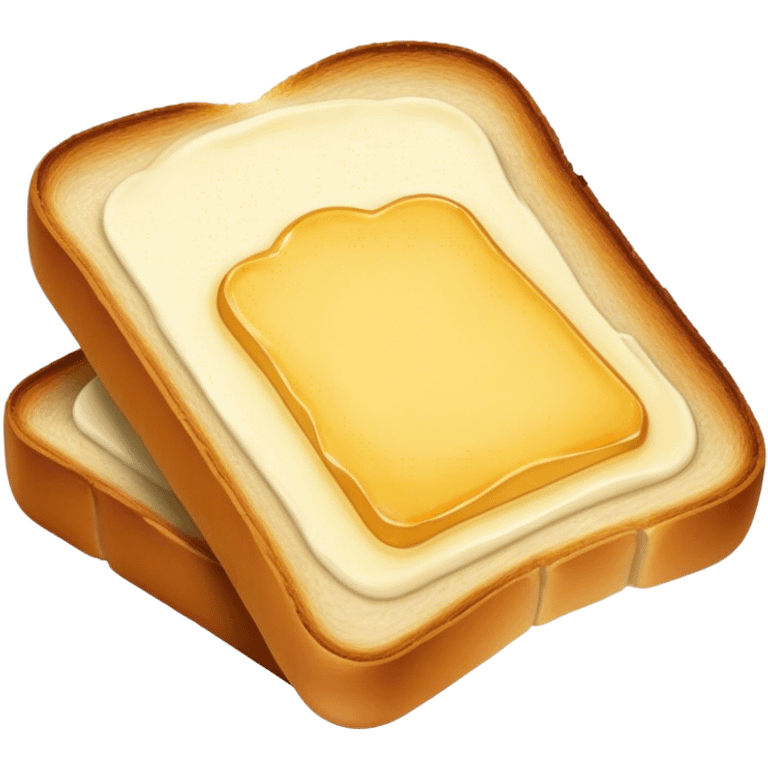 Cinematic warm toasted bread, golden-brown edges, butter melting into the surface, slightly crispy texture, simple and comforting, warm glowing background, inviting and homely. emoji