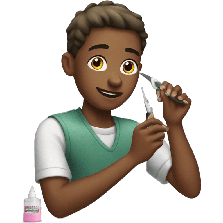 Boy doing manicure  emoji