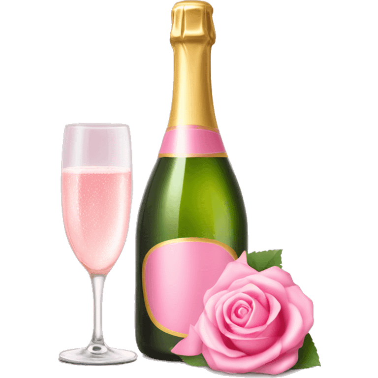 roze champagne fles met glas emoji