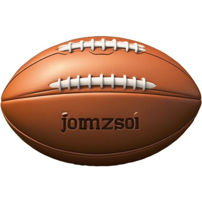 Cinematic Realistic image of a rugged rugby ball with detailed leather textures and precise stitching, rendered against a sunlit field backdrop with dynamic natural lighting that emphasizes its robust character emoji