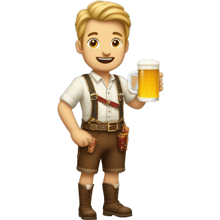 man in lederhosen holding beer and sausage  emoji