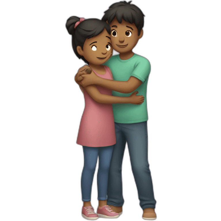 Girl and boy hug tight emoji