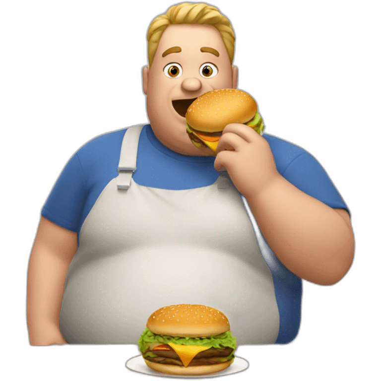 Fat man eating burger emoji