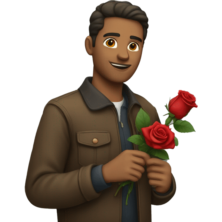 Man holding a red rose emoji