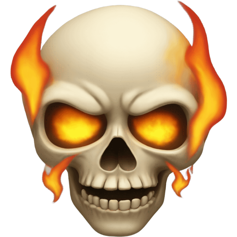 uncanny skull with flames emoji