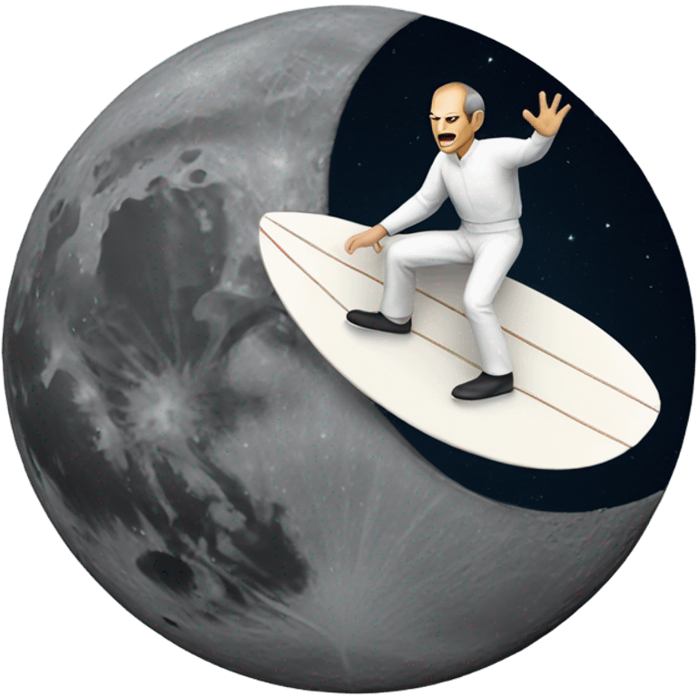 Steve Jobs surfing on the moon emoji