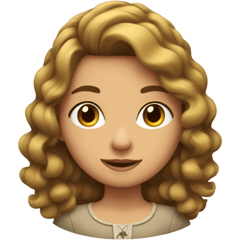 fille aux cheveux châtain ondulés emoji