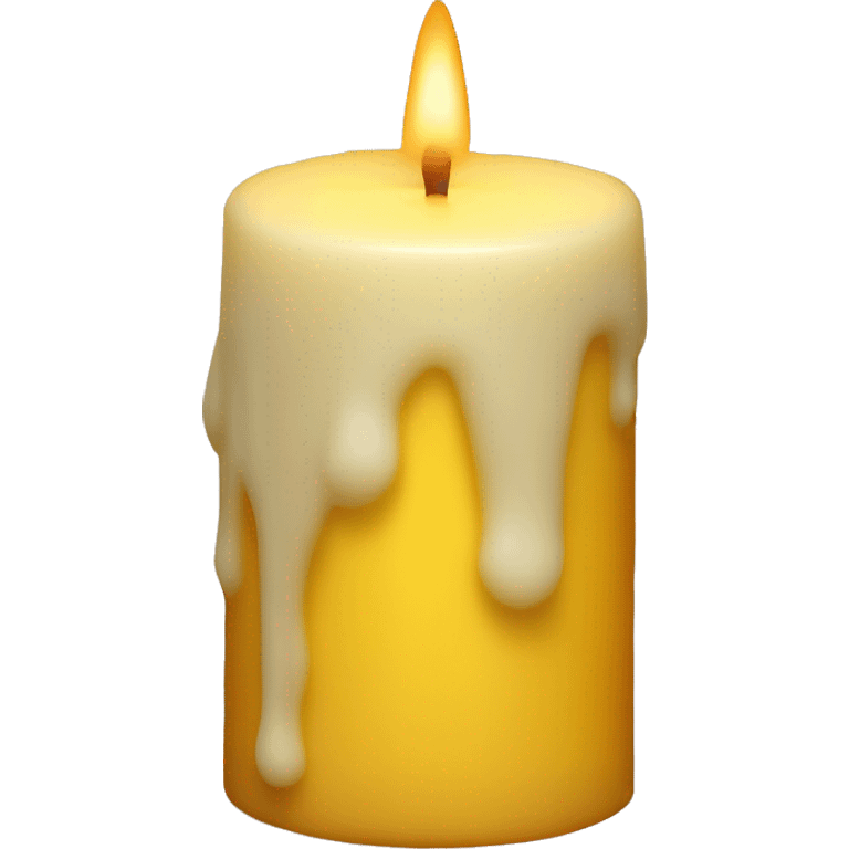  A softly glowing yellow pillar candle with melted wax emoji