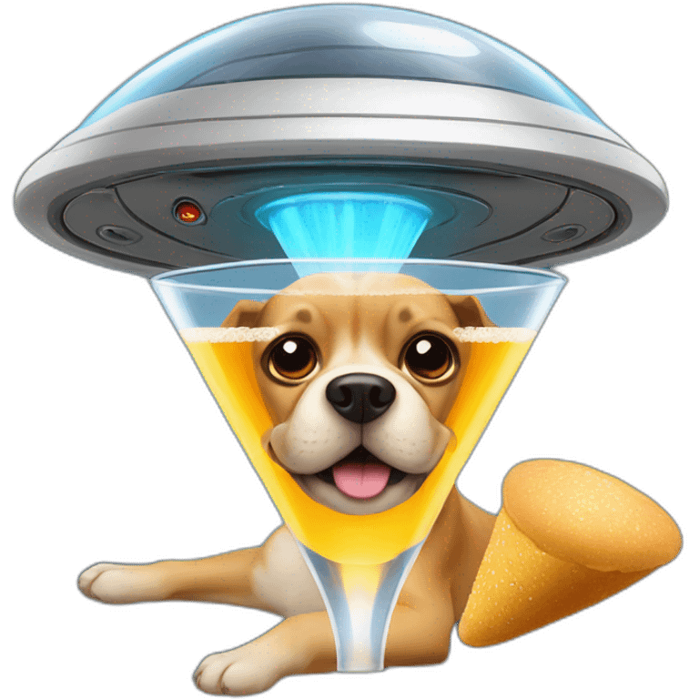 dog in a ufo drink beer emoji