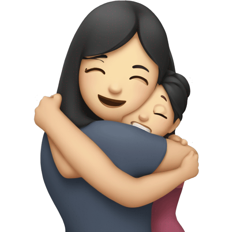 asian girl hugging fat girl emoji