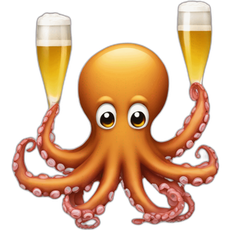 Pulpo bebiendo cerveza  emoji