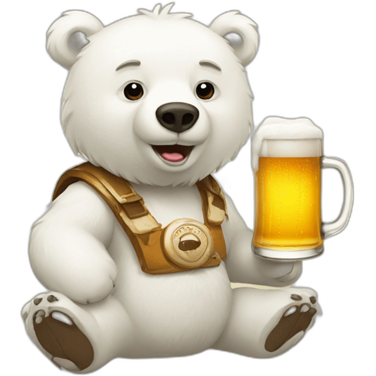 White bear and with beer emoji