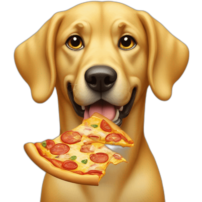 yellow dog eating a pizza emoji