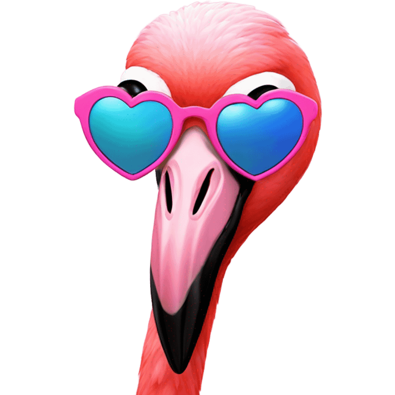 Flamingo with heart sunglasses emoji