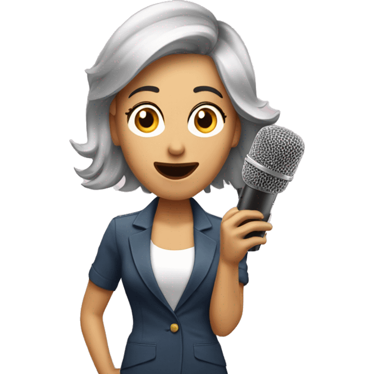 surprised female radio presenter talking in microphone emoji