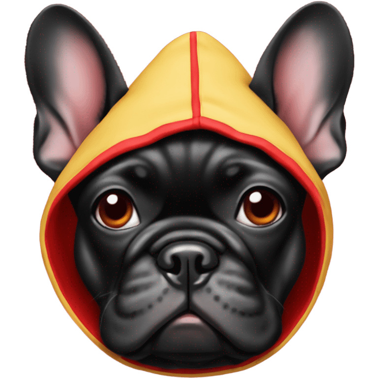 black french bulldog in red hood emoji