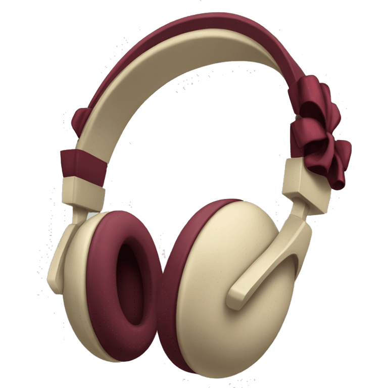 beige headphones with burgundy bow emoji