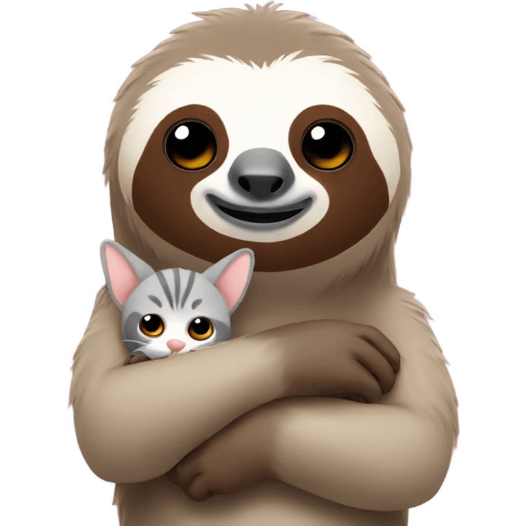 sloth holding a kitten emoji