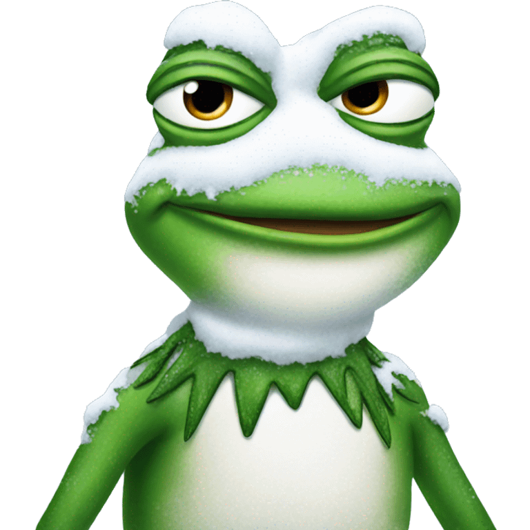 pepe the frog covered in snow emoji