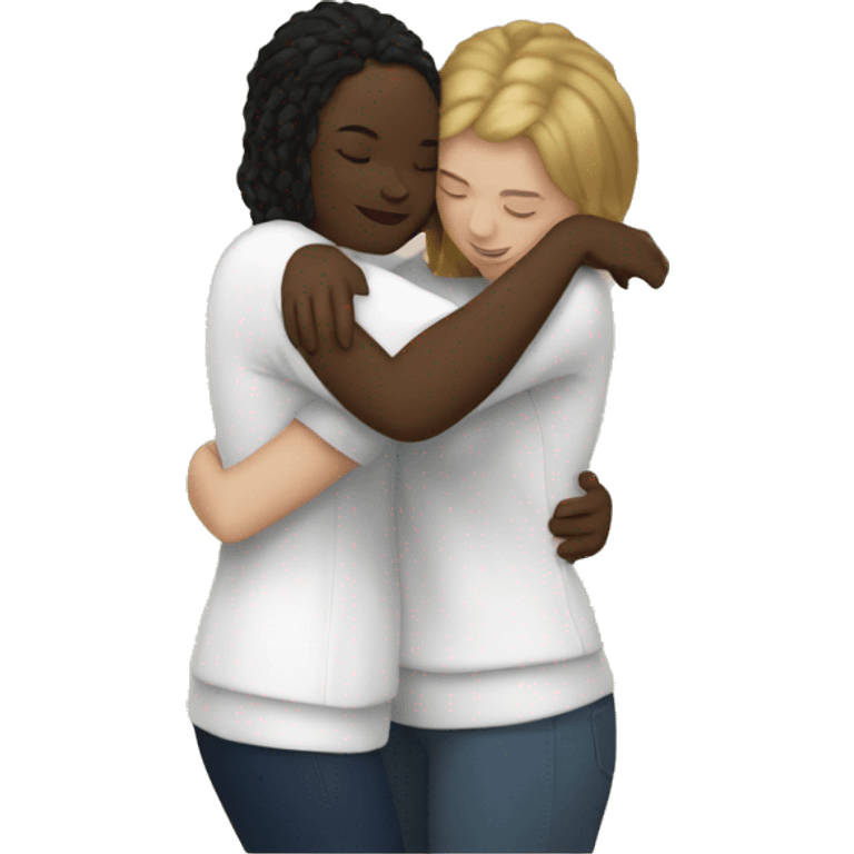 Two white women hugging eachother emoji