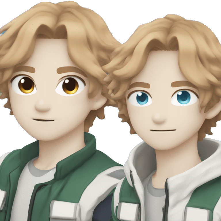 My hero academia style, light brown hair and blue eyes boy  emoji