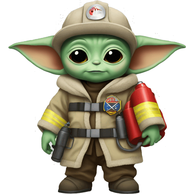 Baby Yoda holds a fireman emoji