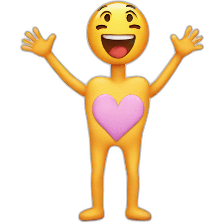 Heart with a hand-drawn face and arms and legs coming out of it emoji