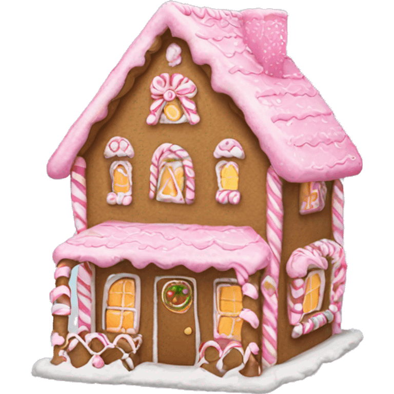 Gingerbread house pink emoji