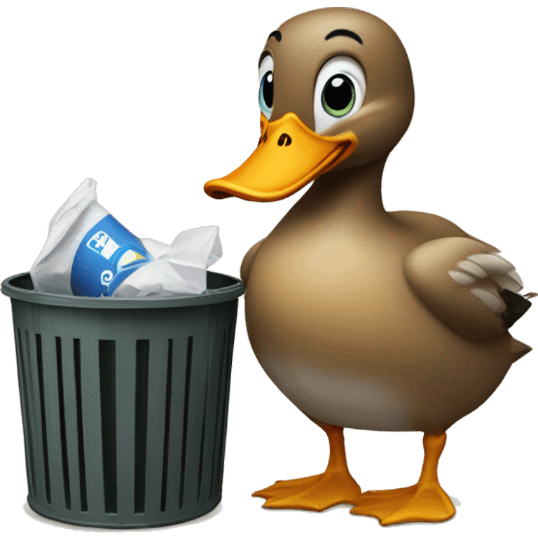 Duck in a trash can emoji