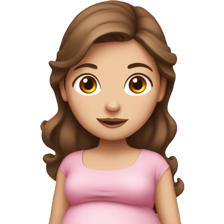 Pregnant girl with brown hair in pink dress emoji