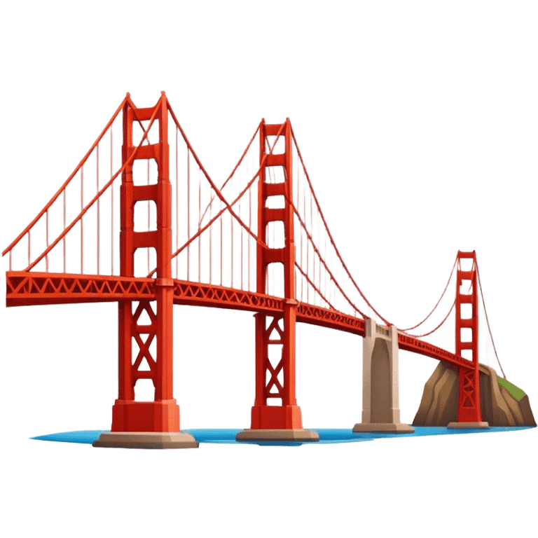 Cinematic Realistic Golden Gate Bridge Landmark Emoji, depicted with the iconic suspension bridge rendered with rich detail and vibrant, dynamic lighting. emoji