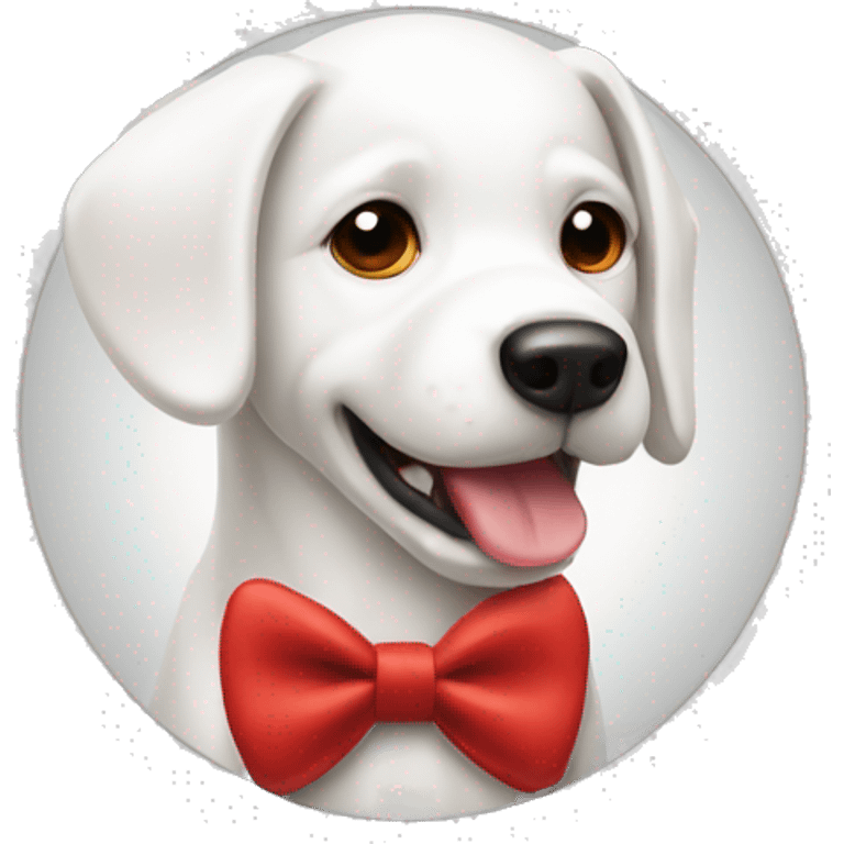 White dog with red bow target logo  emoji