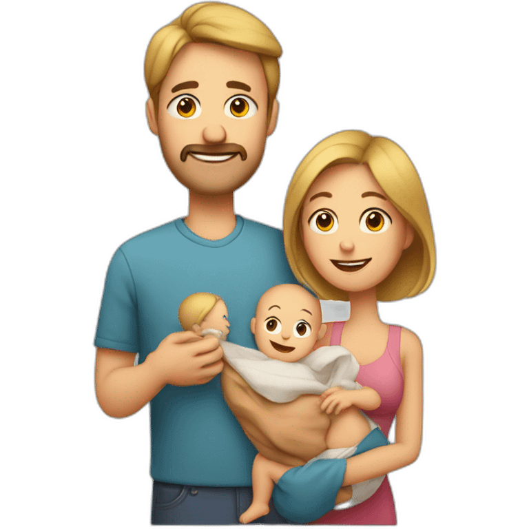 Middle age Dad,mom and little baby emoji